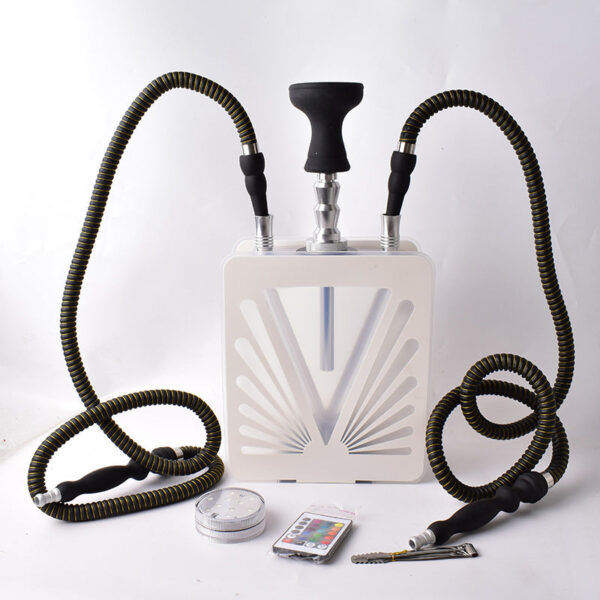 LED Arabian Water Pipe | Dual Acrylic Triangle Shisha Hookah Set for Bar & Lounge | Complete Shisha Kit